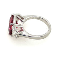 JB Star PinkTourmaline 5 Carat & Half Moon Diamond Platinum Ring