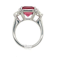 JB Star PinkTourmaline 5 Carat & Half Moon Diamond Platinum Ring