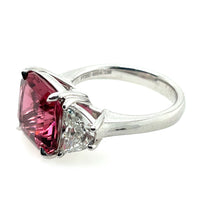 JB Star PinkTourmaline 5 Carat & Half Moon Diamond Platinum Ring