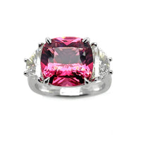 JB Star PinkTourmaline 5 Carat & Half Moon Diamond Platinum Ring