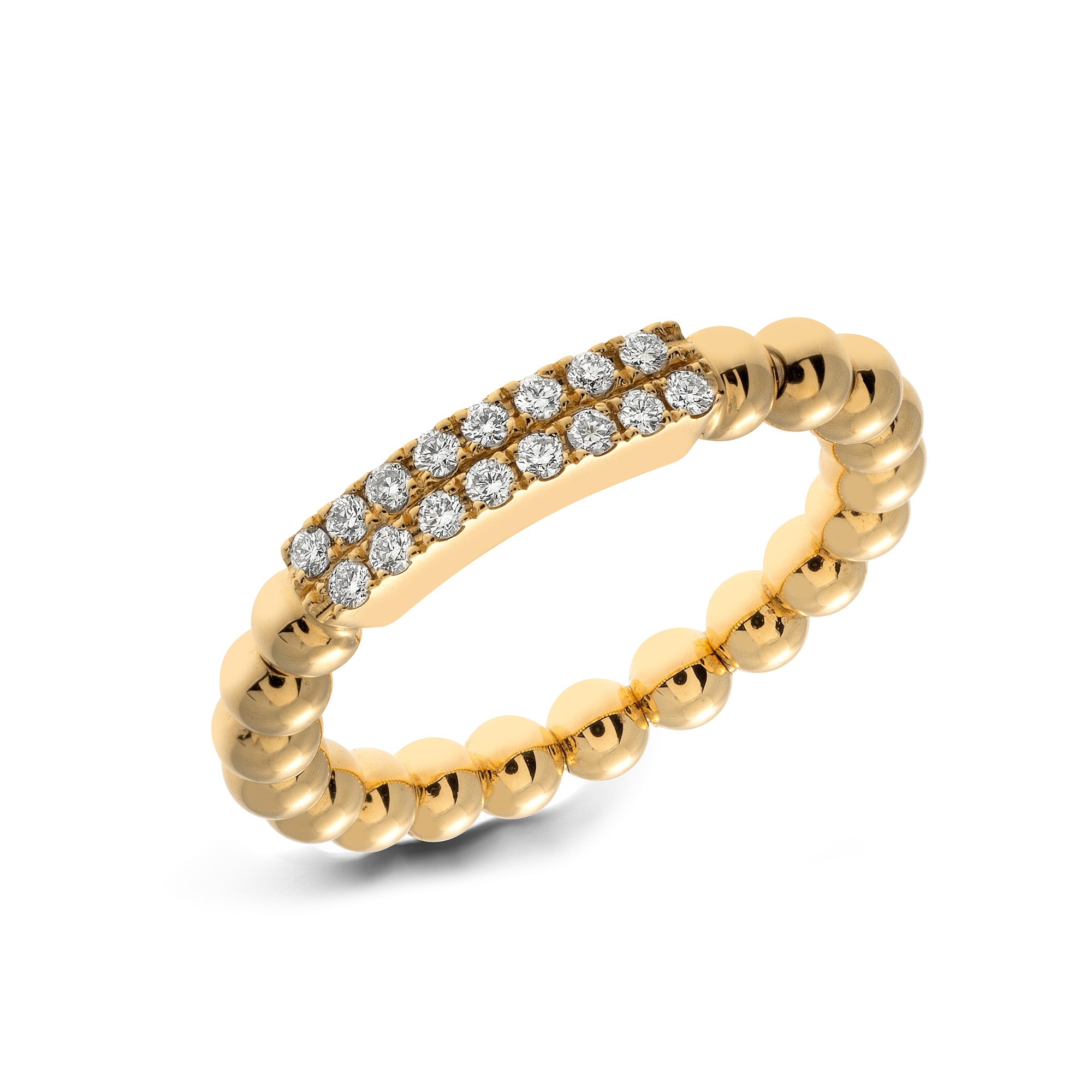 Hulchi Belluni 18K Yellow Gold Double Row Diamond Ring - NAGI