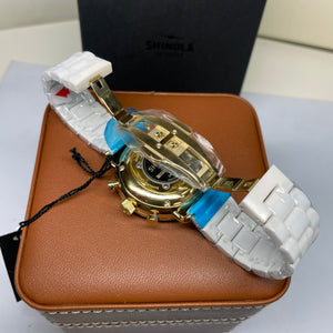 Shinola 40MM Canfield Sports Chronograph White Gold Ceramic Watch 20183152
