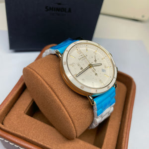 Shinola 40MM Canfield Sports Chronograph White Gold Ceramic Watch 20183152