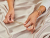 Hulchi Belluni Fidget Bracelet with Single Pave Diamond Moveable Station Rose Gold Stretch Stackable