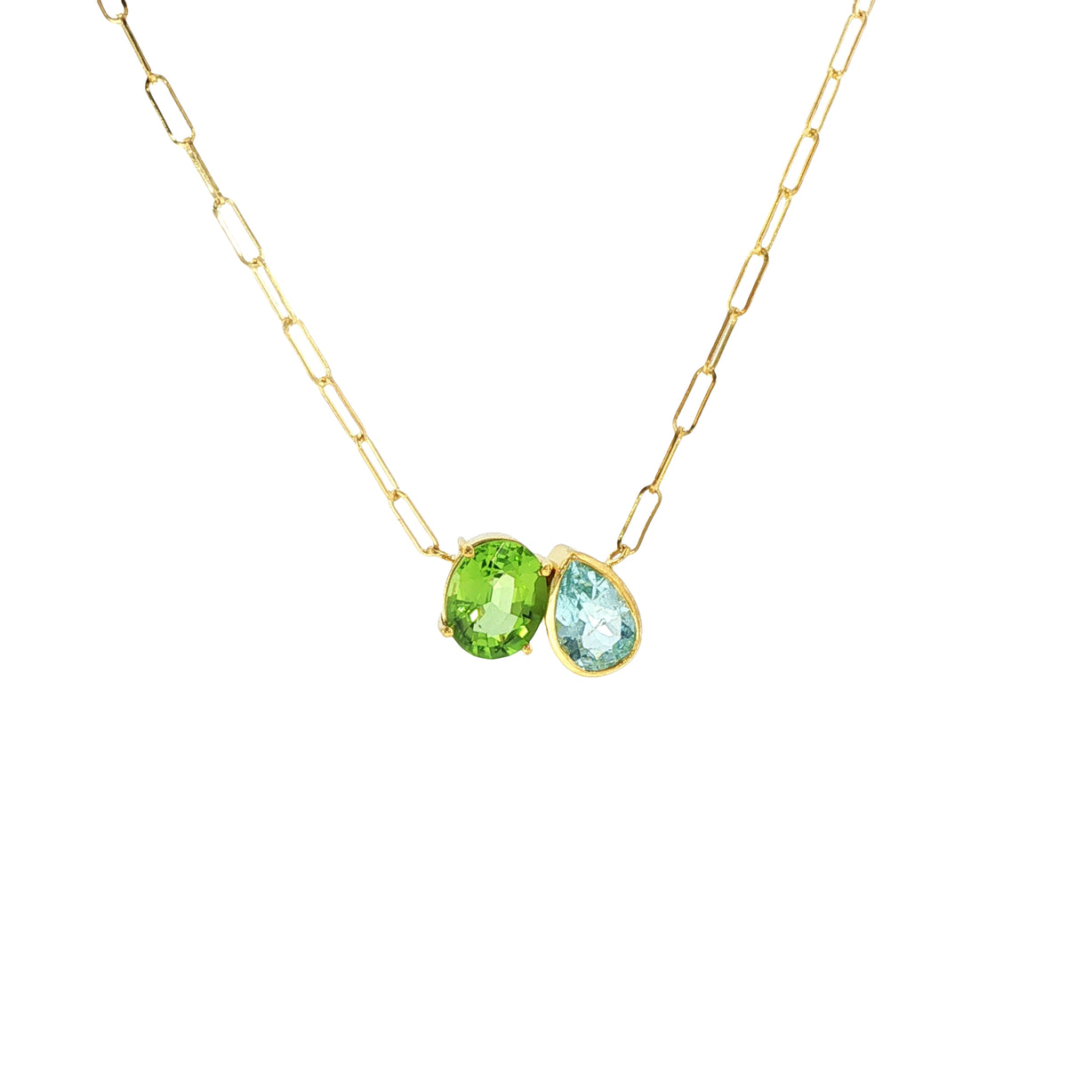 Lauren K. 18K Yellow Gold Peridot and Blue Topaz Necklace - NAGI