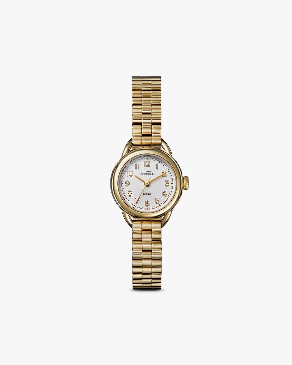 Shinola Runabout Silver Dial Gold Tone Case 25MM Watch