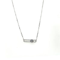 Hulchi Belluni 18K White Gold Single Diamond Open Bar Necklace - NAGI