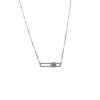 Hulchi Belluni 18K White Gold Single Diamond Open Bar Necklace