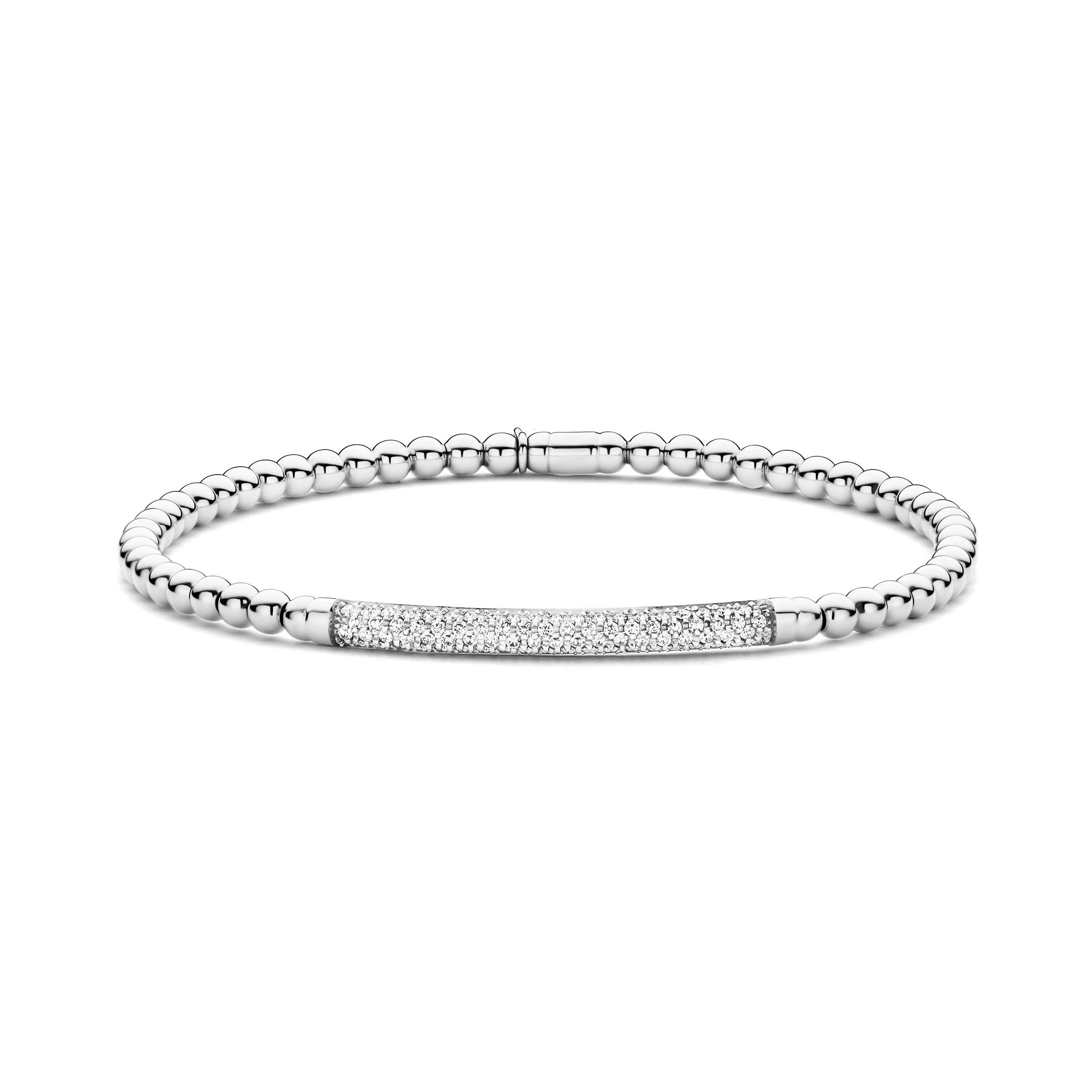 18K White Gold Diamond Bar Tresore Stretch Bracelet