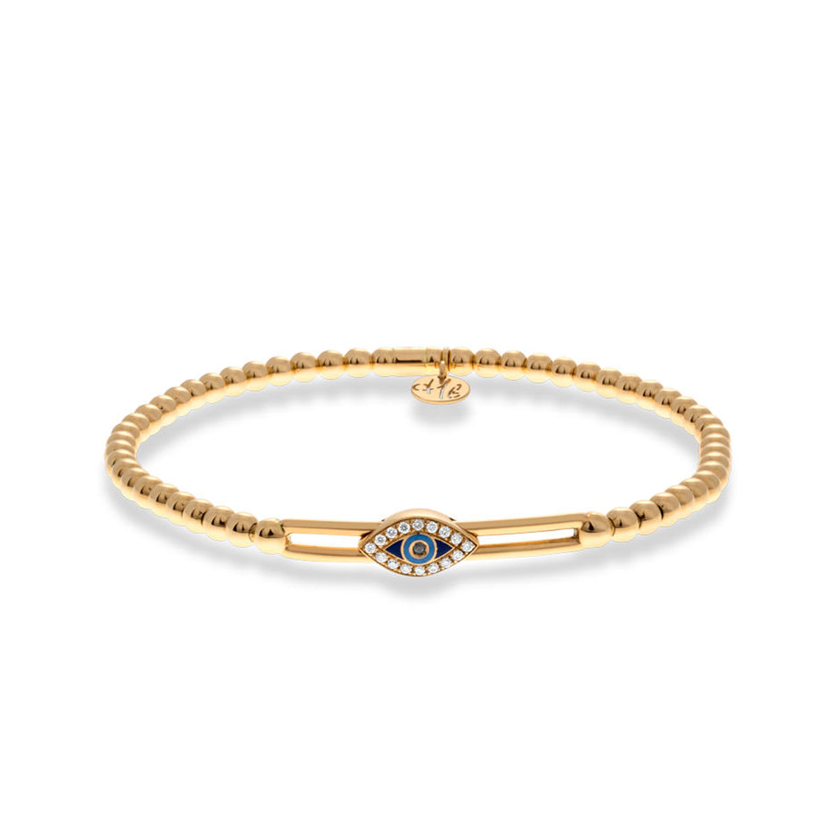 Hulchi Belluni 18K Yellow Gold Evil Eye  Stretch Bead Bracelet