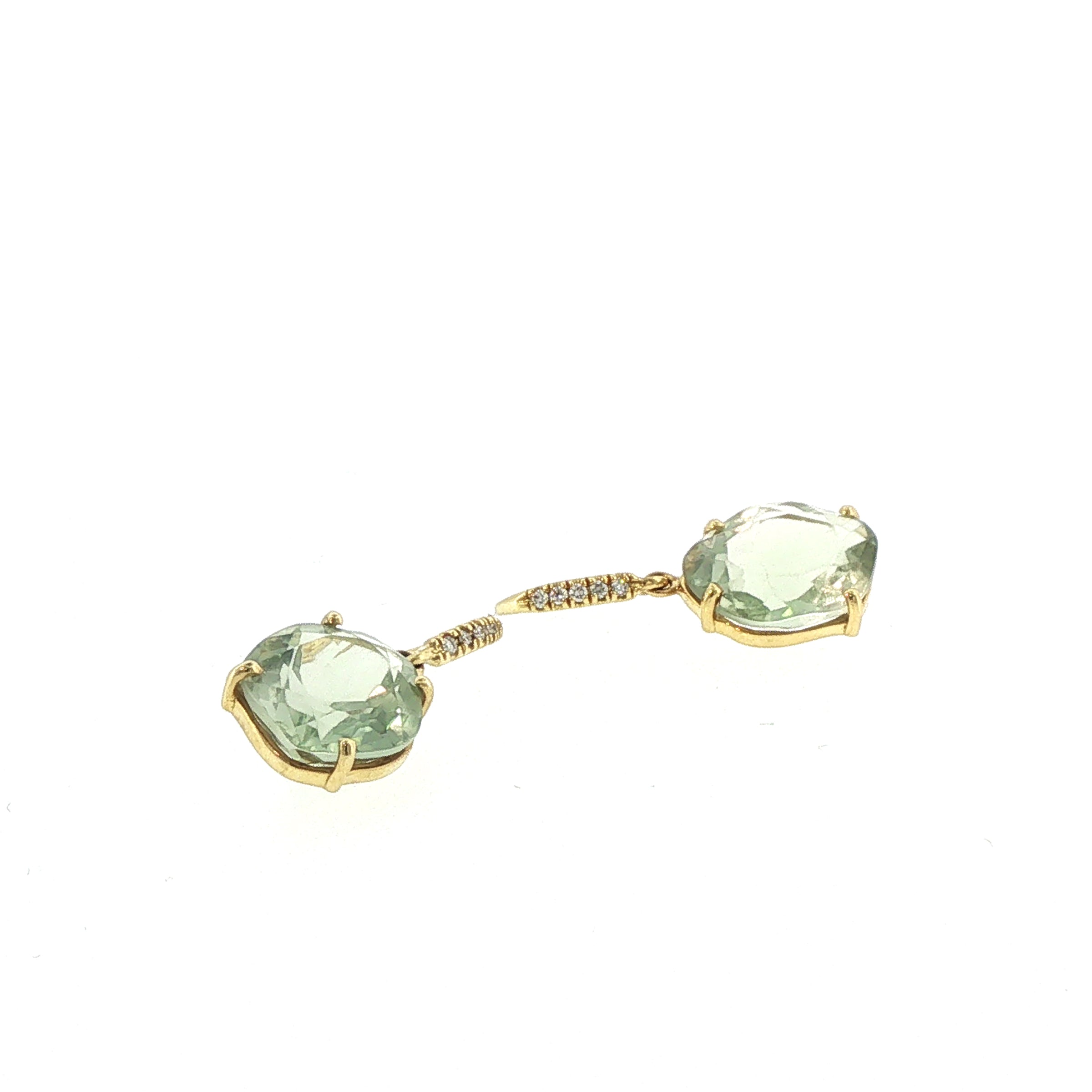 Lauren K. 18K Yellow Gold Green Amethyst & Diamond Earrings
