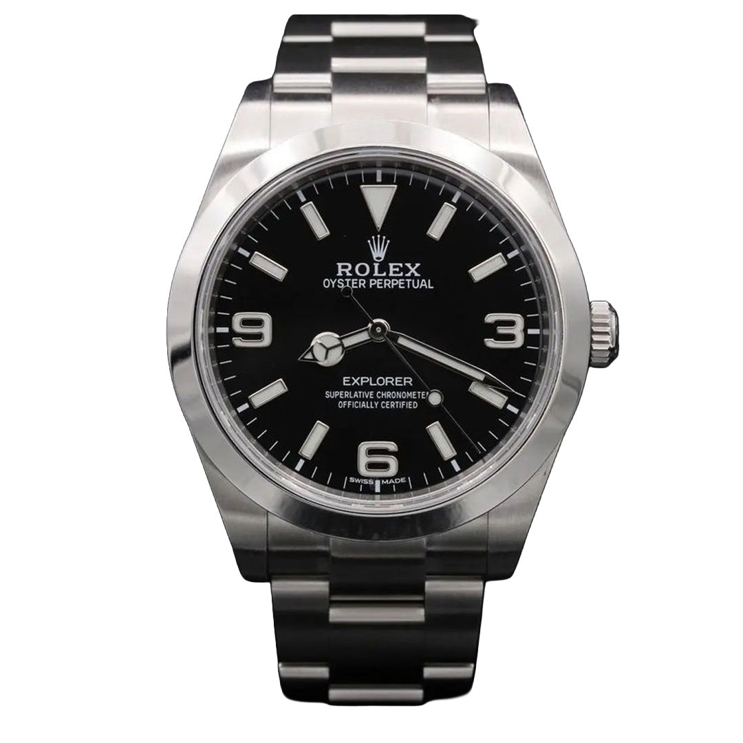 Pre-Owned Rolex Explorer I Oyster 39MM Black Dial Watch