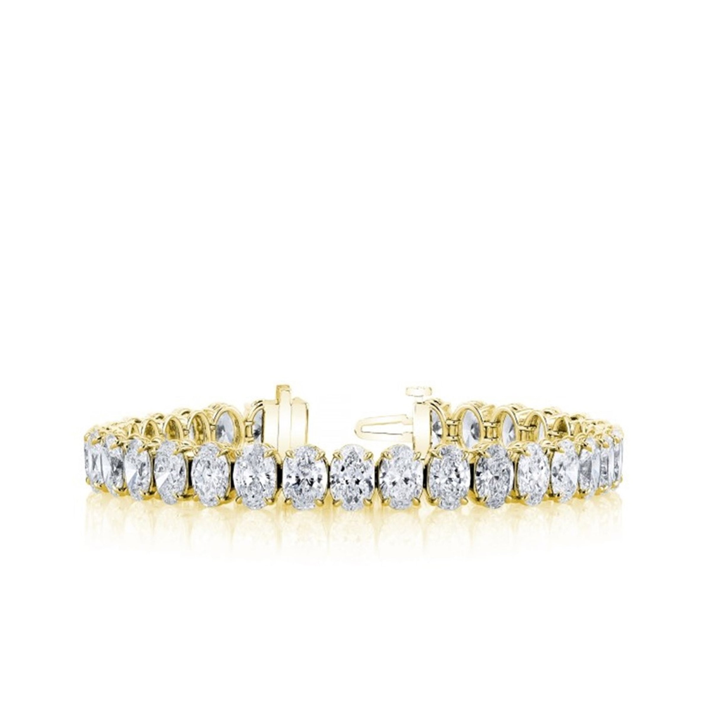 18K Yellow Gold Oval Cut Diamond Tennis Bracelet
