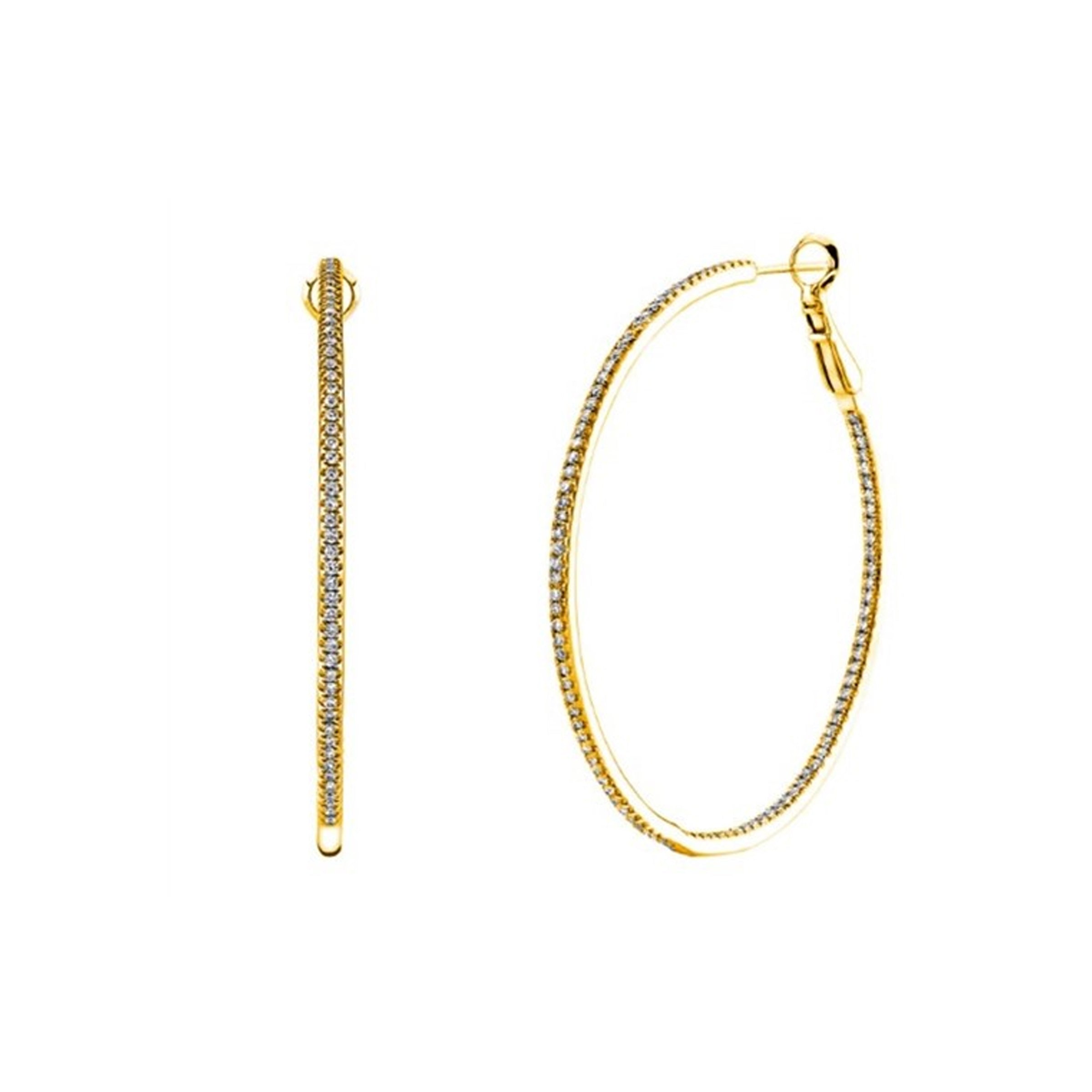 18K Yellow Gold Micro Set Small Diamond Hoop Earrings