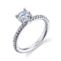 14K White Gold Micro U-Prong Engagement Ring Mounting, .40Cts