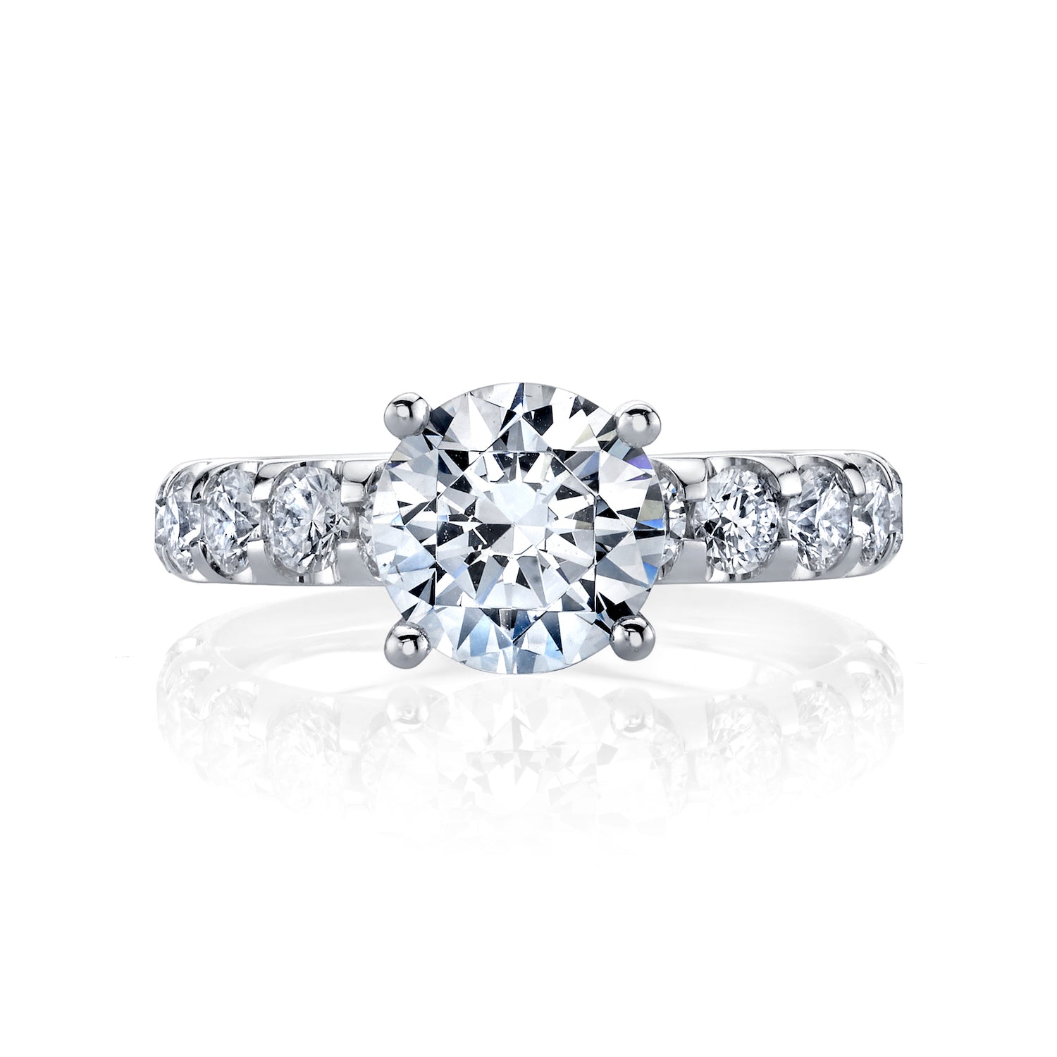 18K White Gold U-Prong Engagement Ring Mounting, .98Cts