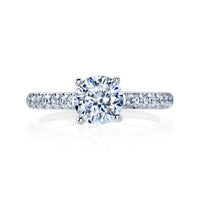 18K White Gold Micro U-Prong Engagement Ring Mounting, .25Cts