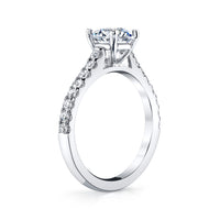 18K White Gold Micro U-Prong Engagement Ring Mounting, .25Cts