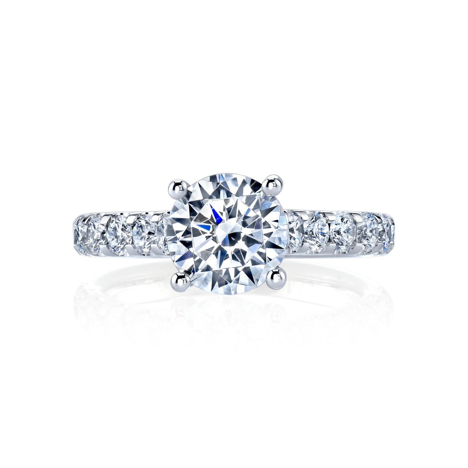 Platinum Micro U-Prong Cathedral Engagement Ring Mounting, 1.37Cts