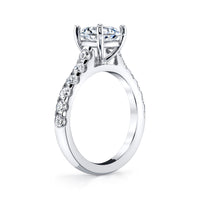 Platinum Micro U-Prong Cathedral Engagement Ring Mounting, 1.37Cts