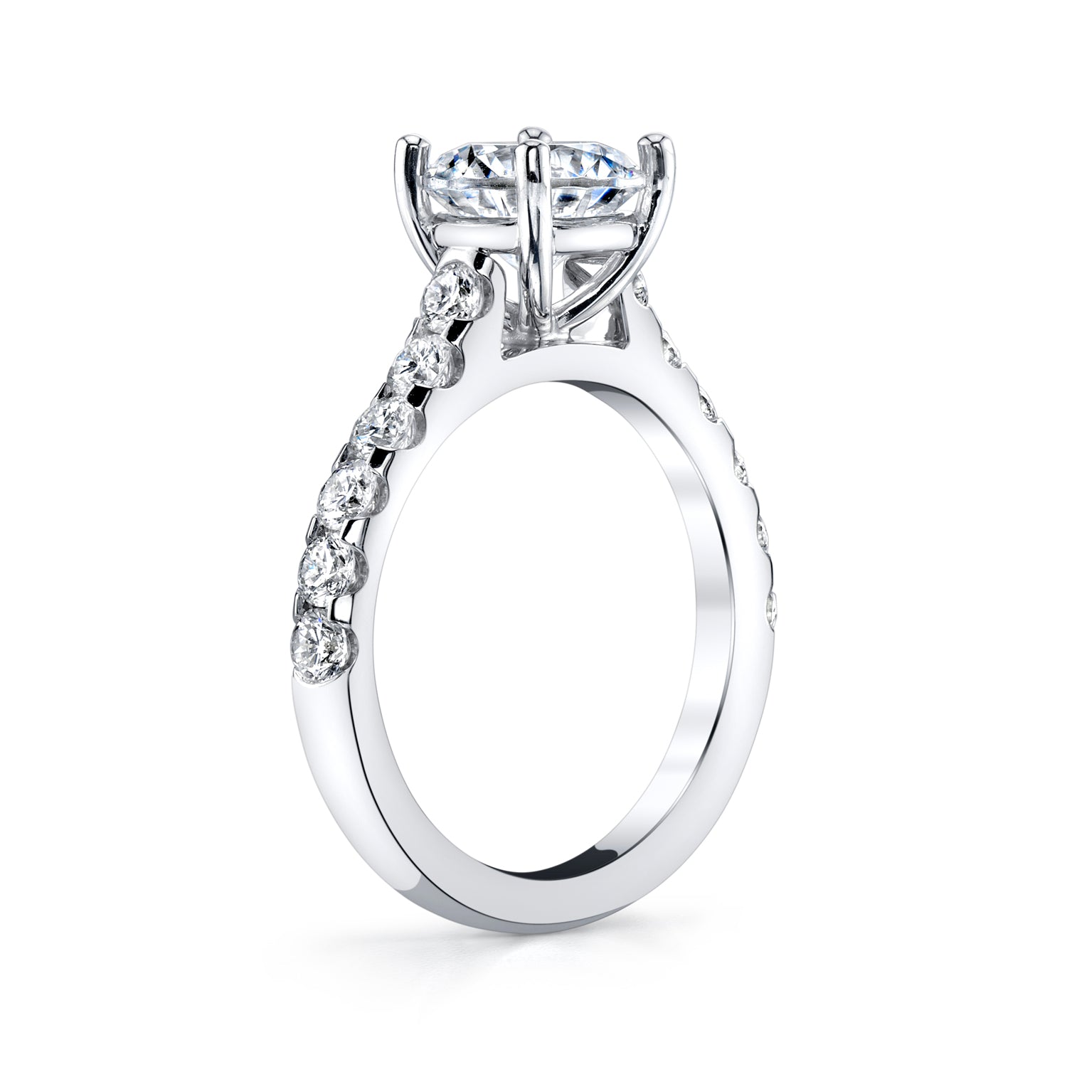 Platinum Micro U-Prong Cathedral Engagement Ring Mounting, 1.37Cts