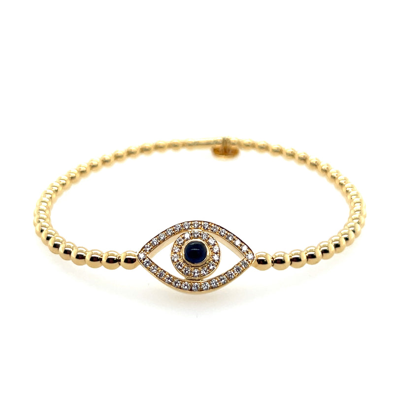 Hulchi Belluni 18K Yellow Gold Evil Eye with Turquoise Stretch Bracelet - NAGI