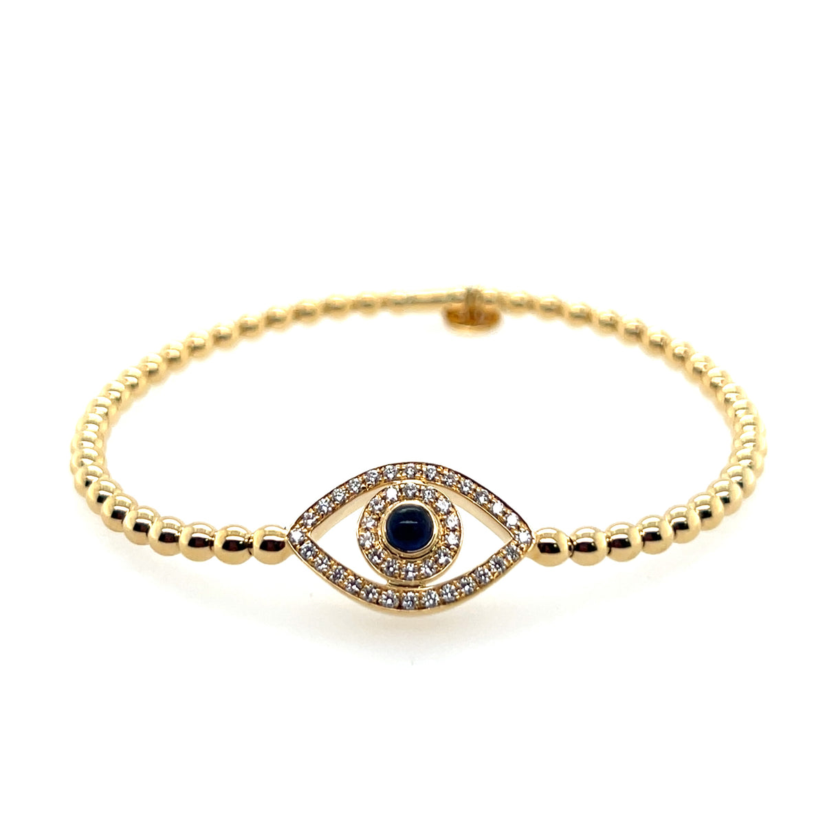 Hulchi Belluni 18K Yellow Gold Evil Eye with Turquoise Stretch Bracelet