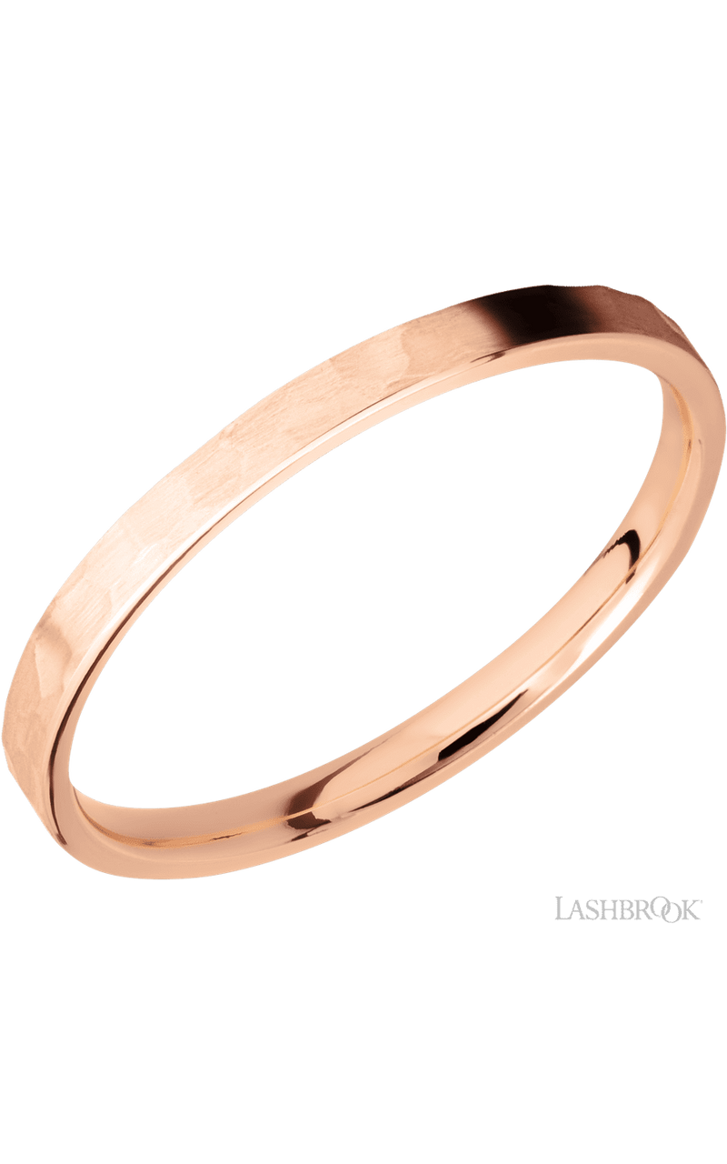 2 mm wide Flat 14K Rose Gold band. - NAGI