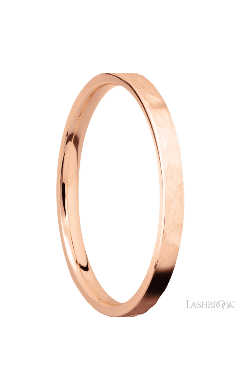 2 mm wide Flat 14K Rose Gold band.