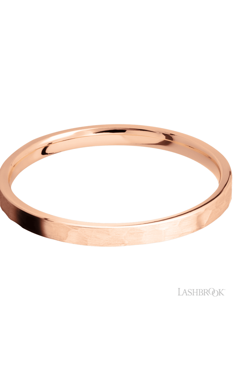 2 mm wide Flat 14K Rose Gold band.