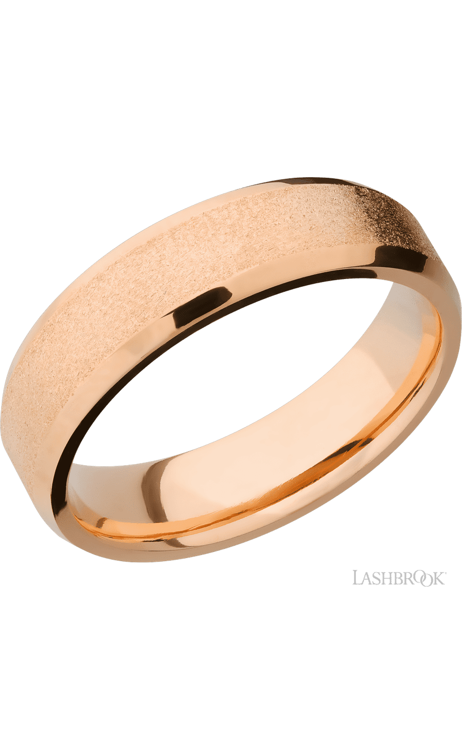 6 mm wide Beveled 14K Rose Gold band. - NAGI