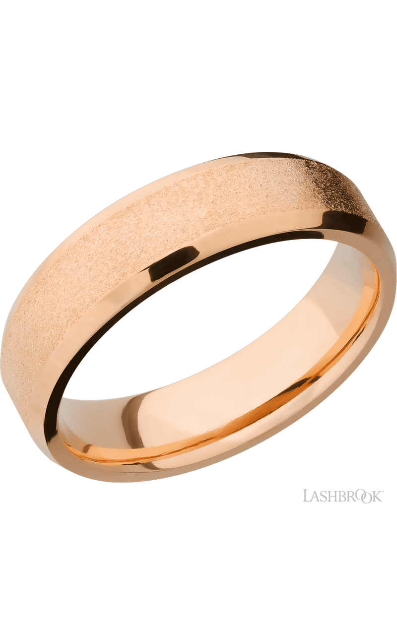 6 mm wide Beveled 14K Rose Gold band. - NAGI
