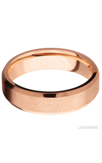 6 mm wide Beveled 14K Rose Gold band.