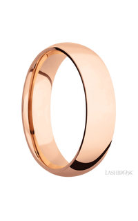 6 mm wide Domed 14K Rose Gold band.