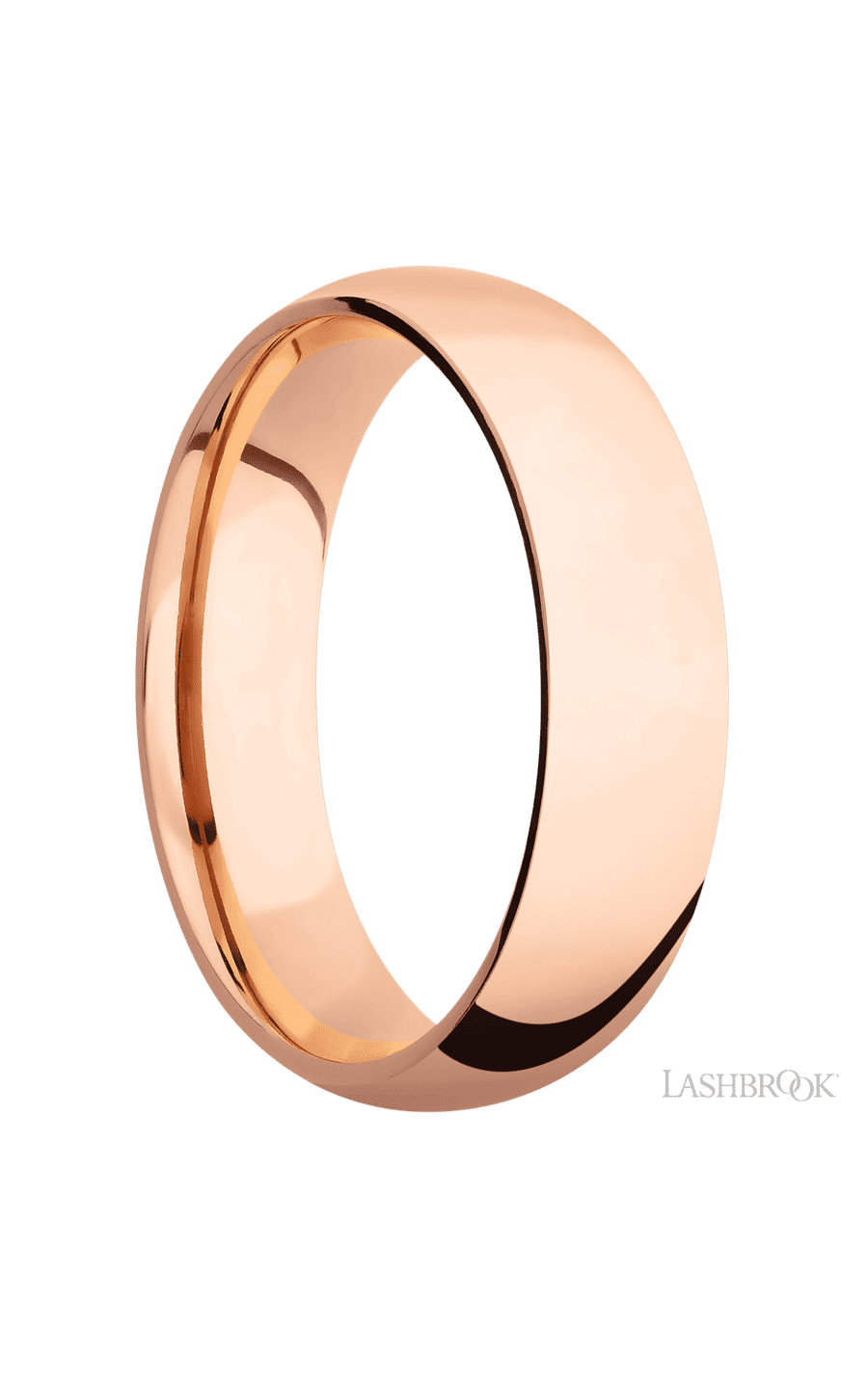 6 mm wide Domed 14K Rose Gold band.