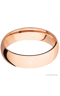 6 mm wide Domed 14K Rose Gold band.