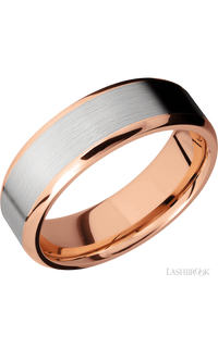 7 mm wide/Beveled/14K Rose Gold band with one 5 mm Centered inlay of 14K White Gold. - NAGI