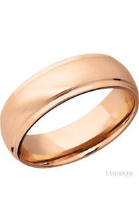 7 mm wide Domed Stepped Down Edges 14K Rose Gold band. - NAGI