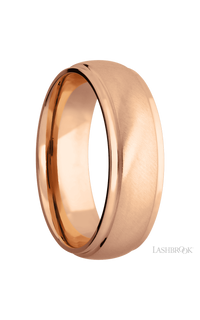 7 mm wide Domed Stepped Down Edges 14K Rose Gold band. - NAGI