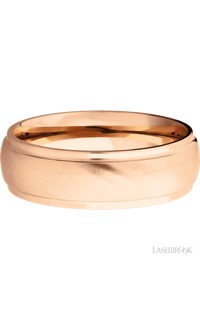7 mm wide Domed Stepped Down Edges 14K Rose Gold band. - NAGI