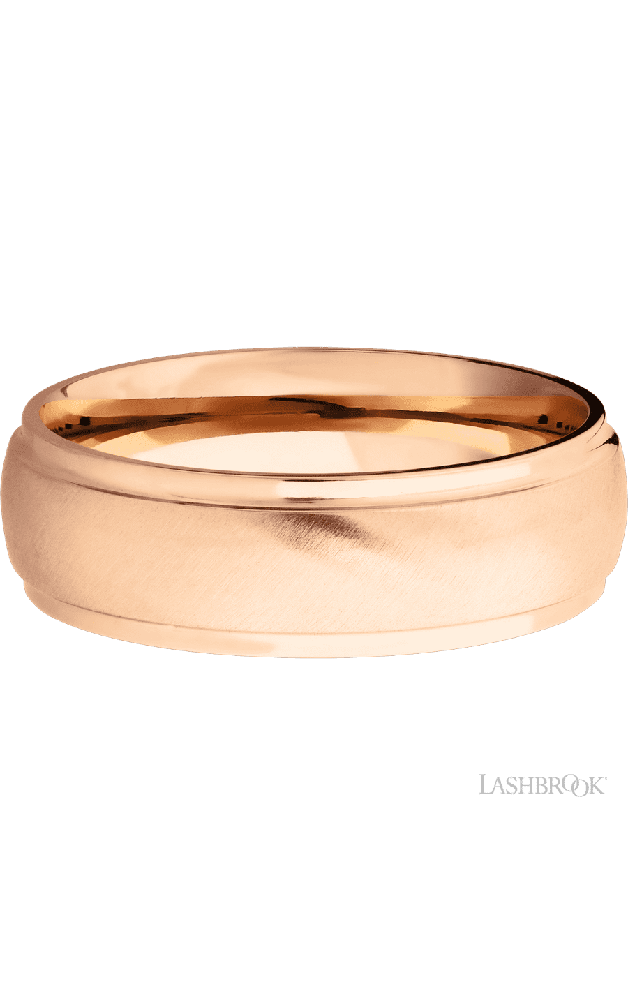 7 mm wide Domed Stepped Down Edges 14K Rose Gold band. - NAGI