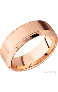 8 mm wide High Bevel Milgrain 14K Rose Gold band.