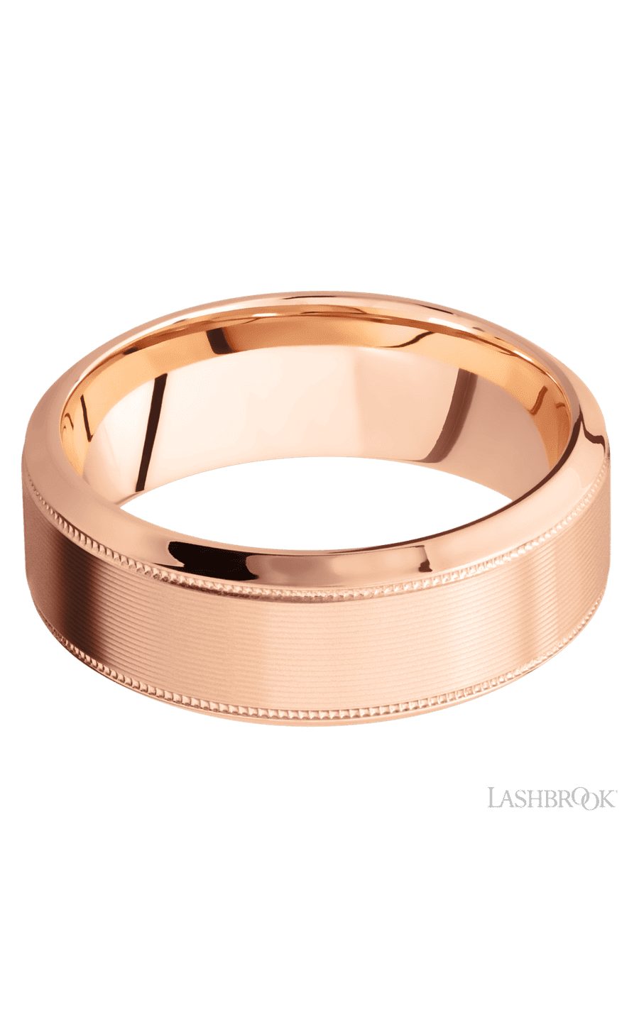 8 mm wide High Bevel Milgrain 14K Rose Gold band. - NAGI