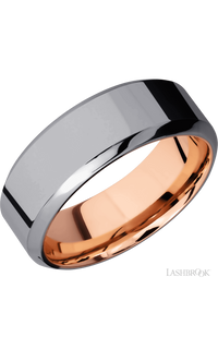 8 mm wide High Bevel Tantalum band featuring a 14K Rose Gold sleeve.
