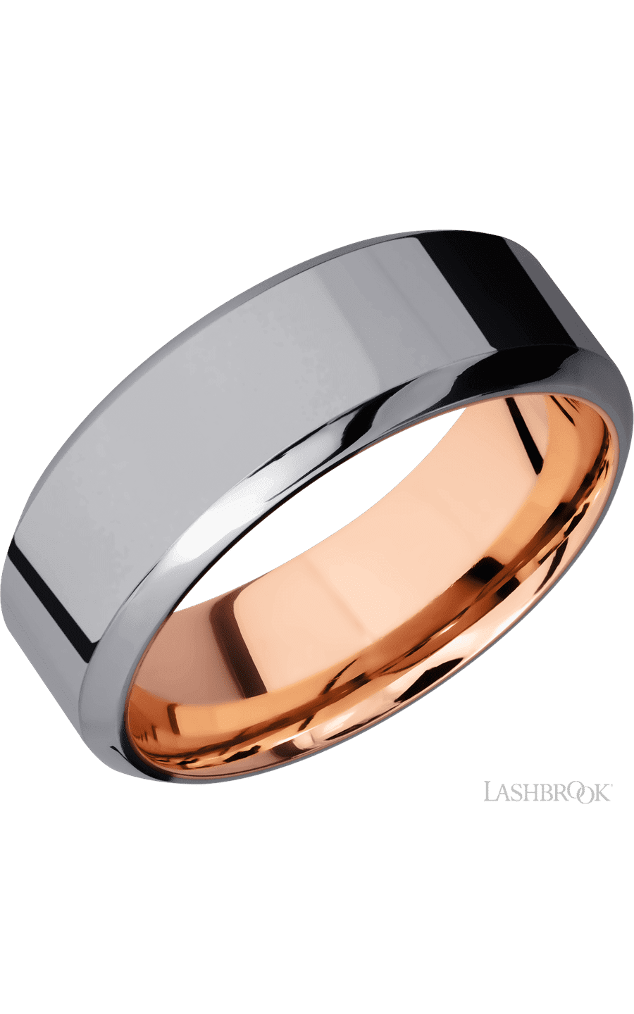 8 mm wide High Bevel Tantalum band featuring a 14K Rose Gold sleeve. - NAGI