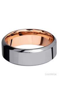 8 mm wide High Bevel Tantalum band featuring a 14K Rose Gold sleeve.