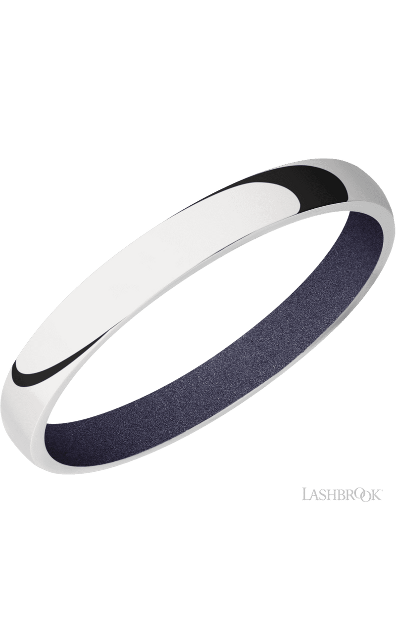 3 mm wide Domed 14K White Gold band featuring a Crushed Orchid sleeve.