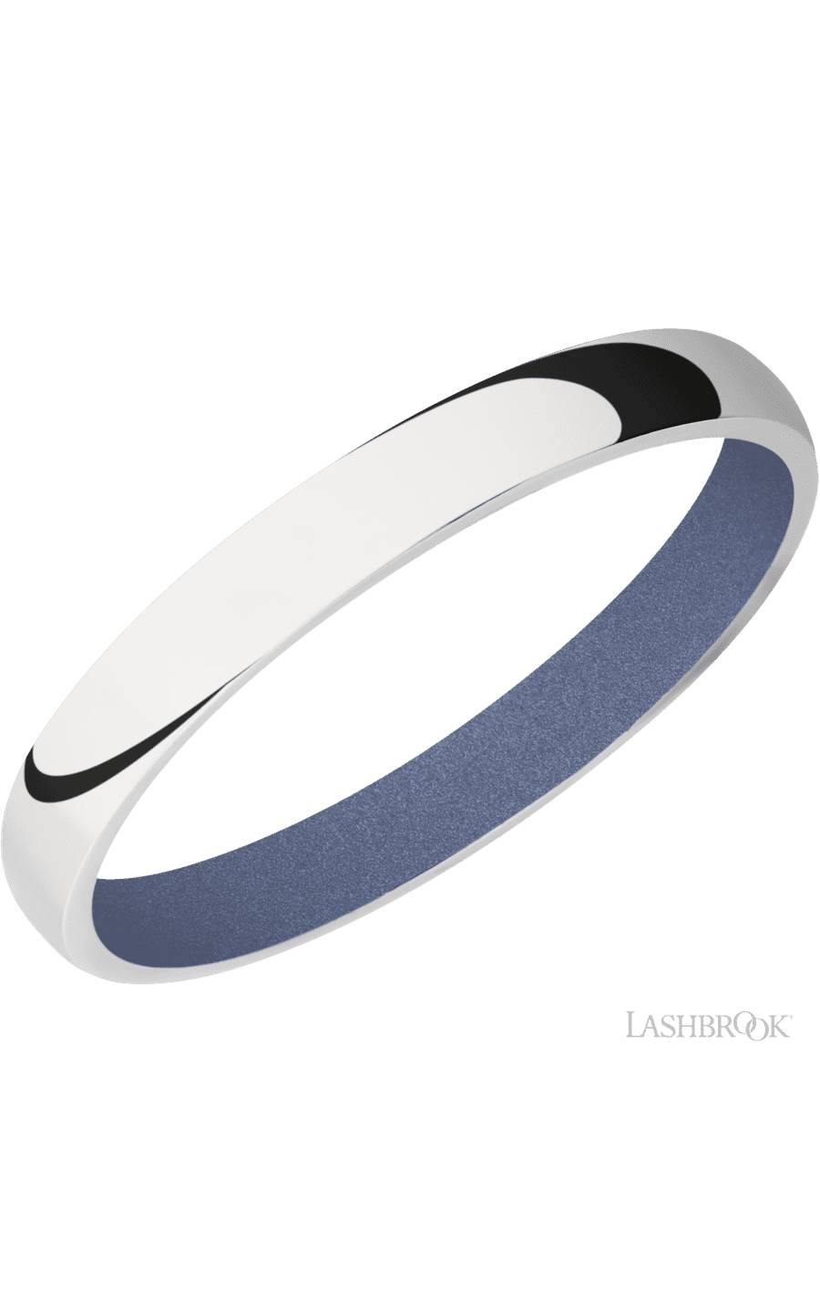 3 mm wide Domed 14K White Gold band featuring a Crushed Orchid sleeve.