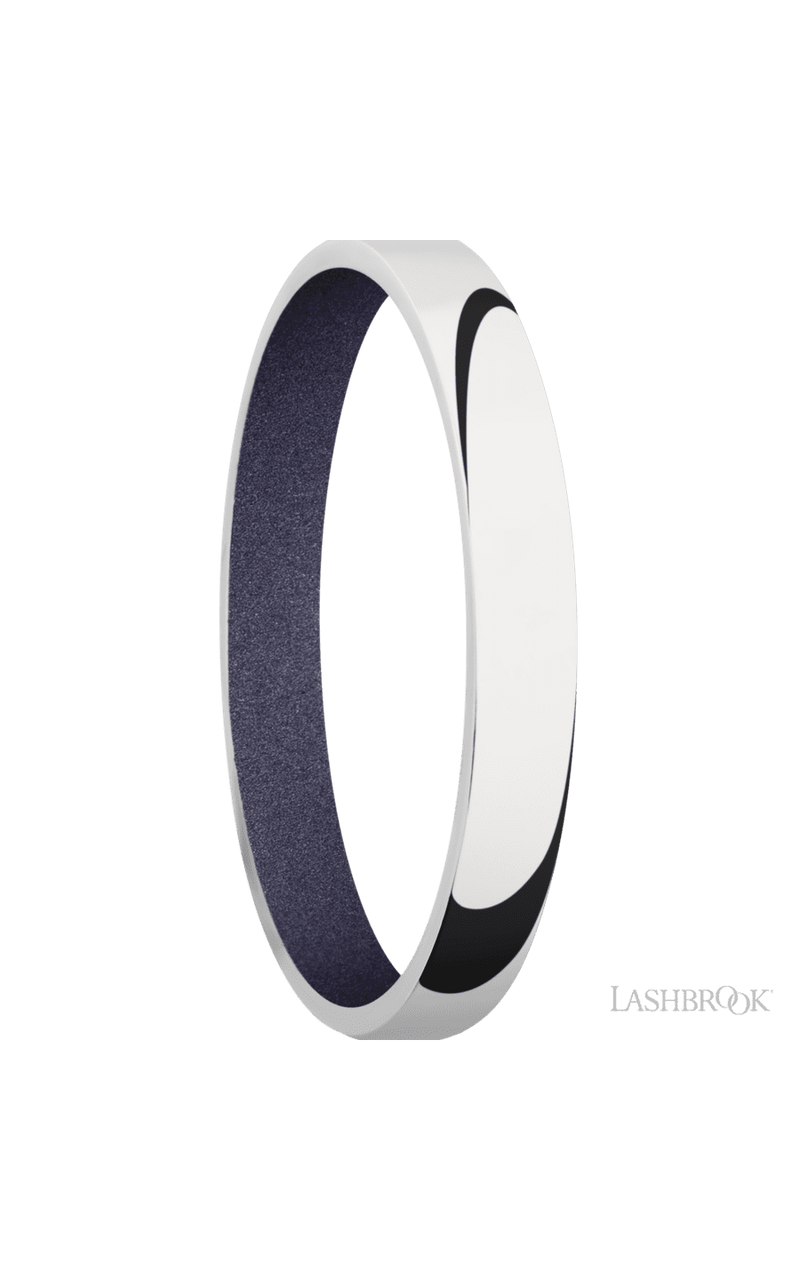 3 mm wide Domed 14K White Gold band featuring a Crushed Orchid sleeve.