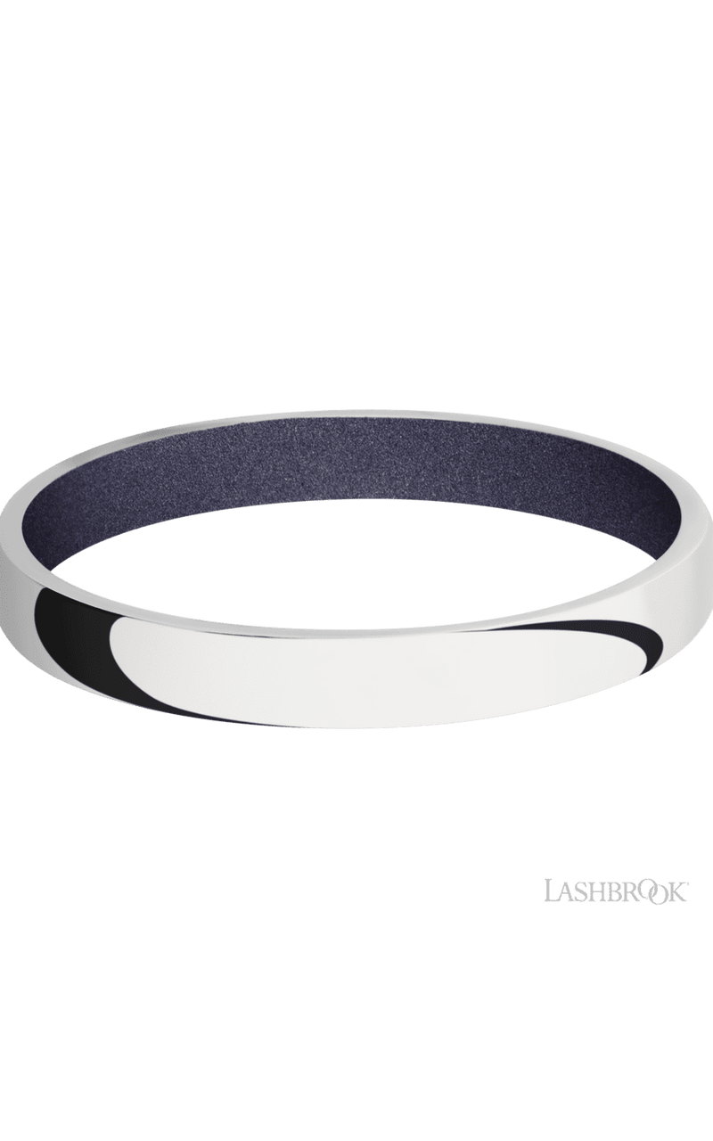 3 mm wide Domed 14K White Gold band featuring a Crushed Orchid sleeve.